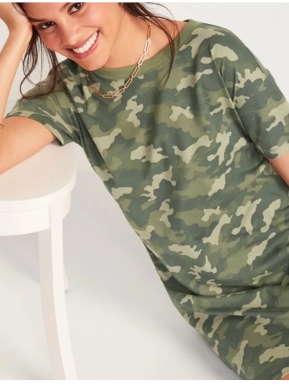 Camo Short Sleeve T-Shirt Dress
